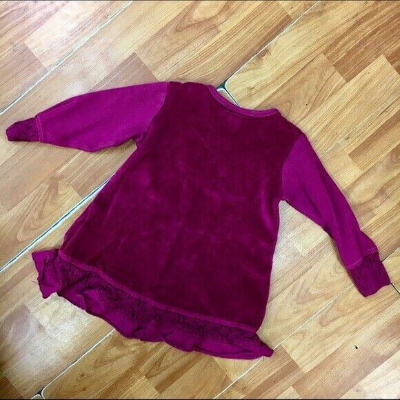 naartjie Girls Dress Size 18-24 Months Pieced Lace Netting Velour Cranberry - Picture 4 of 4